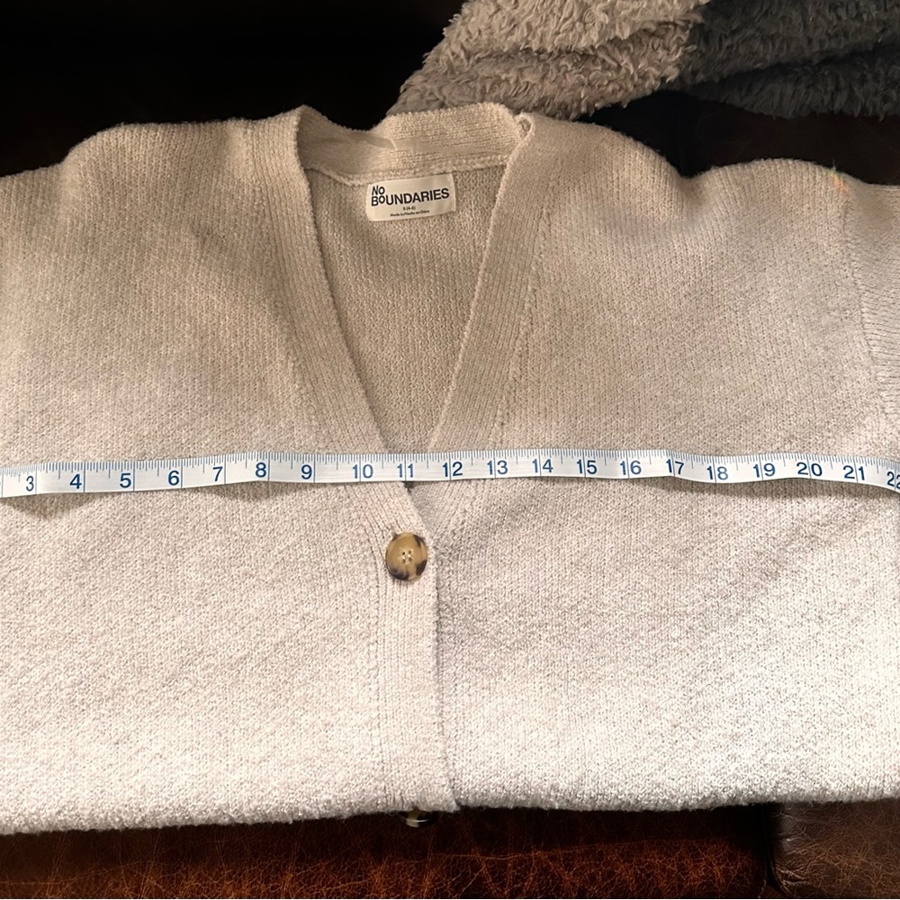 No Boundaries Women's Tan button up Cardigan Sweater - Picture 8 of 12